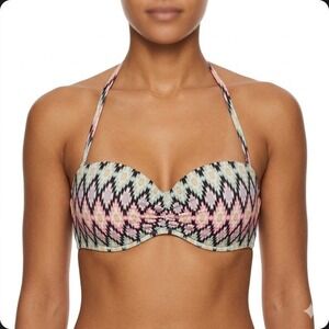 Victoria's Secret Swim Top Women's 36C Multicolor Flirt Bandeau Halter Padded